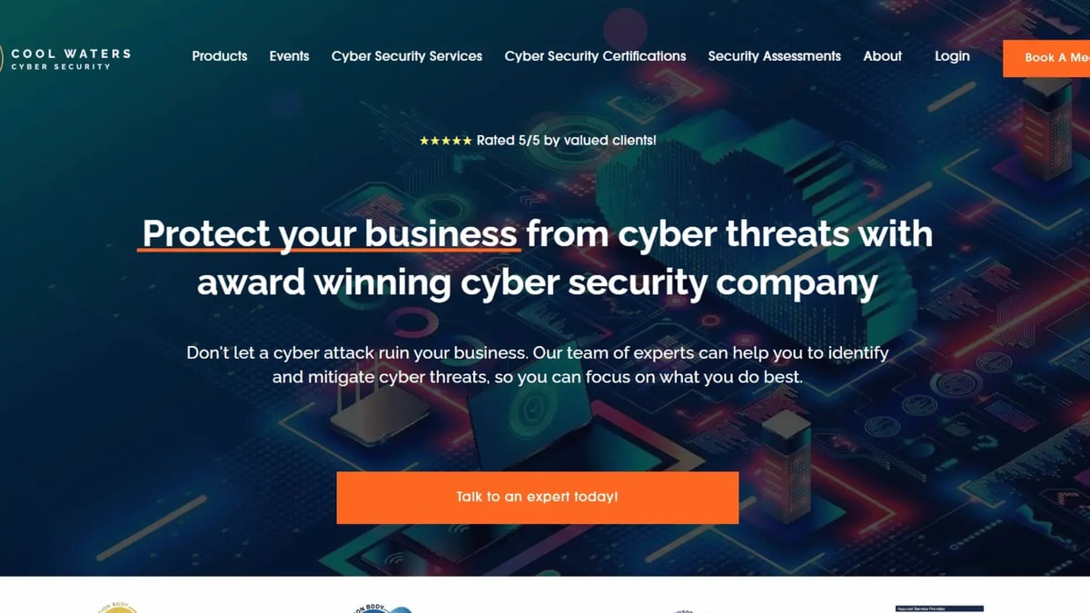 Cool Waters Cyber Security Website Design in Swindon and Wiltshire