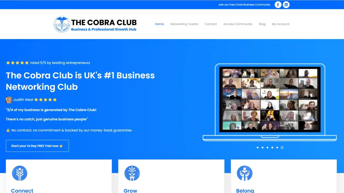 the cobra club website design portfolio swindon and wiltshire